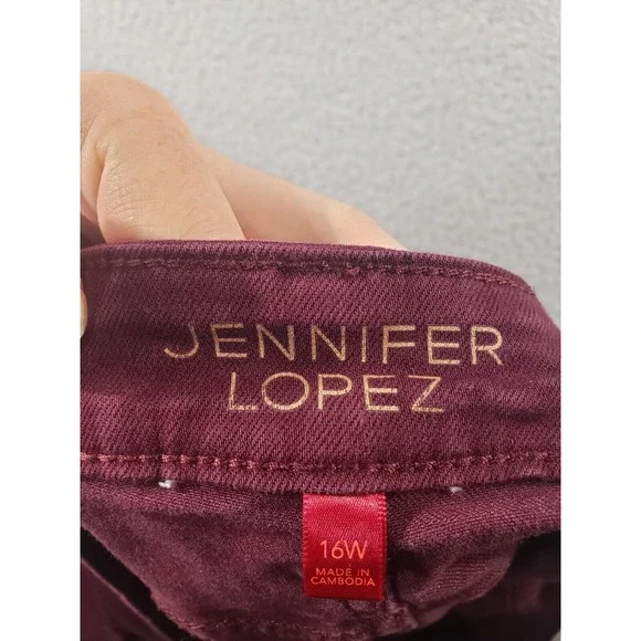Jennifer Lopez Jeans Womens Size 16 W Skinny Burgundy Denim Jegging Casual 36x29 - Picture 13 of 15